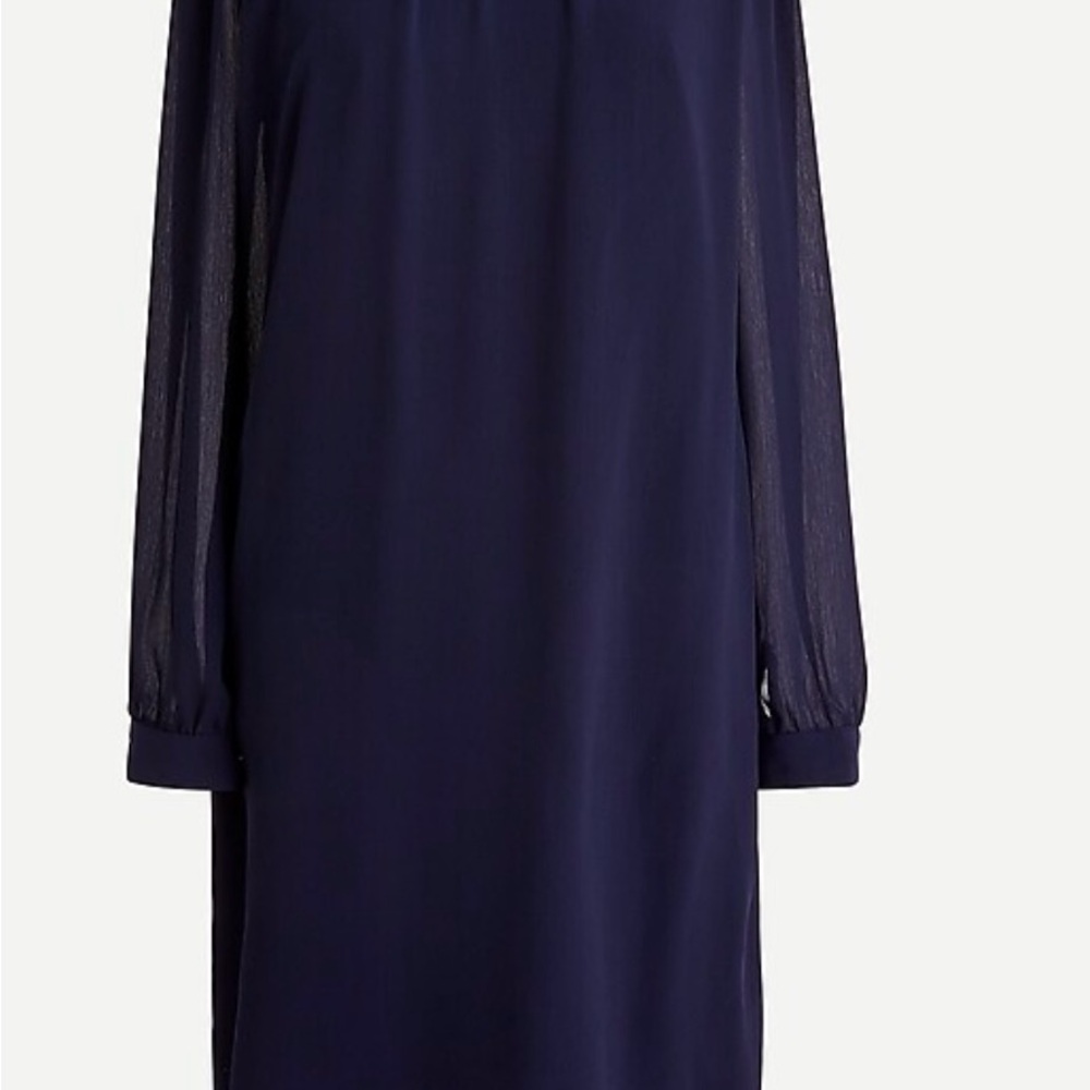 J. Crew Blue Sheath Dress with Bishop Sleeves